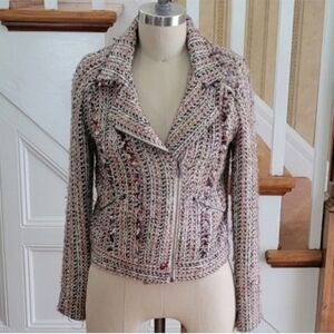 AMERICAN RAG Tweed Multicolor Zip Up Jacket Size XS